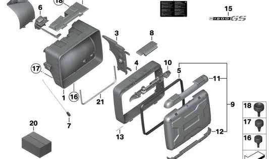 Fondo de maleta izquierdo OEM 71607692175 para motos BMW R1200GS K25. Original BMW Motorrad.