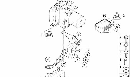 Intermediate Support for Hydraulic Unit OEM 34516766776 for BMW E60, E61, E63, E64. Original BMW.