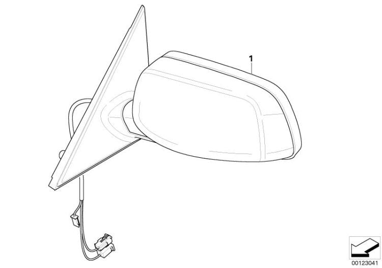 Exterior mirror without heated glass right for BMW E60, E61 (OEM 51167189564). Original BMW.