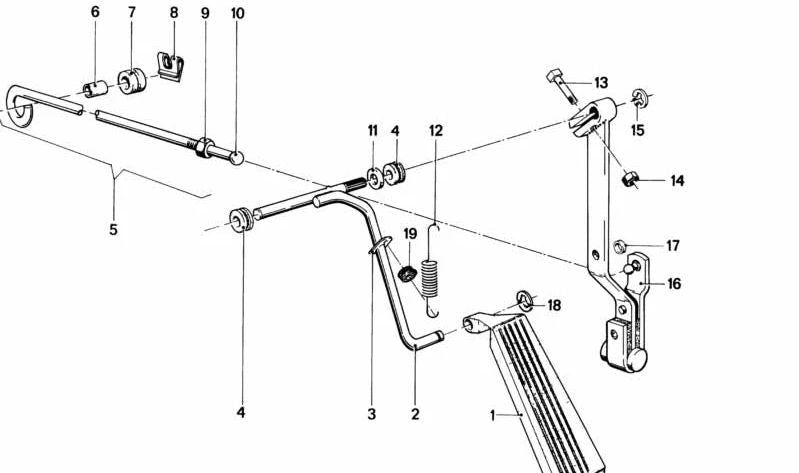 OEM accelerator lever 3541150502 for BMW E12 and E24. Original BMW piece.