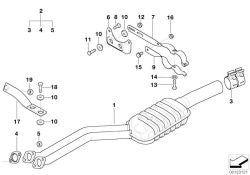 Silencioso previo OEM 18101440362 para BMW Serie 5 E39 520i, 523i. Original BMW.