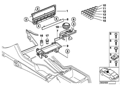 Portavasos / Latas Delantero Negro Para Bmw E39. Original Recambios