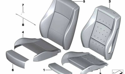 Funda asiento deportivo en cuero negro OEM 52107324182 para BMW X1 E84. Repuesto original BMW.