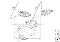 Retrovisor exterior direito sem vidro aquecível OEM 51167189742 para BMW Z4 E85, E86. BMW genuíno.