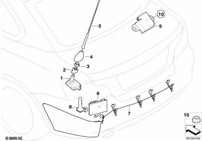 Base de antena para BMW E88 (OEM 65209127687). Original BMW