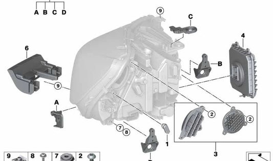 OEM Right Faro Support 63117391396 pour BMW F45 et F46. BMW d'origine.