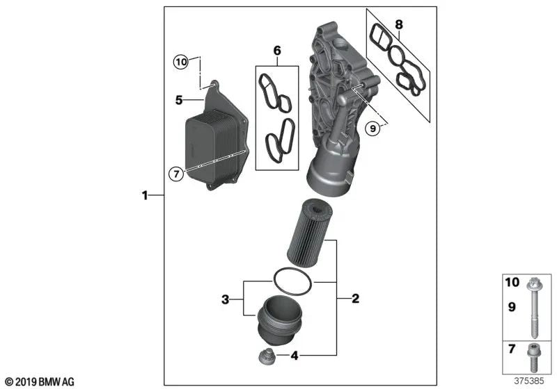 Trocador de calor para BMW F45, F46, F48, F39 e MINI F54, F55, F56, F57, F60 (OEM 11428585238). BMW originais.
