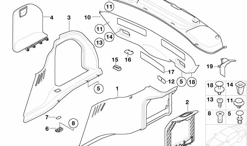 Clip naturel pour BMW E82, F45, F31, G20, G21, G81, G22, E39, F90, G30, G38, E65, G01, G08, F95, G05, G18, F96, G06 (OEM 5149705428). BMW d'origine