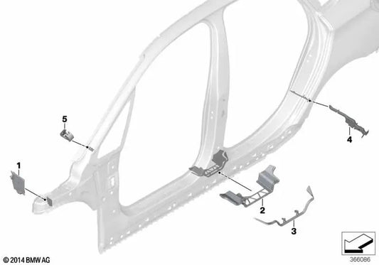 Pilar C gauche moulé pour la série BMW 2 F46, F46N (OEM 41007316911). BMW d'origine