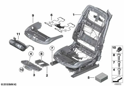Mécanisme de siège sportif droit pour la série BMW 6 F06, F06N (OEM 52107351874). BMW d'origine