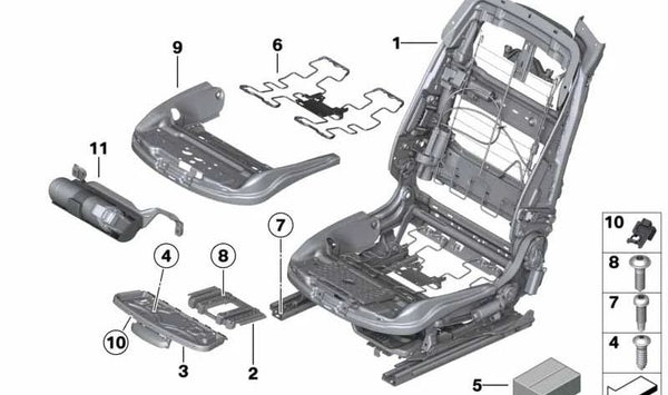Clip de sujeción de apoyo para muslos OEM 52107276863 para BMW F06, F12, F13. Original BMW.
