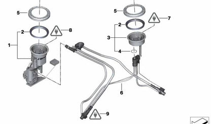 Unidad de suministro de combustible derecha OEM 16116755043 para BMW X5 E53. Original BMW.