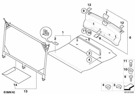 Couvercle de vis de chargement gauche pour la série BMW 1 E81, E87, E87N (OEM 51477123333). BMW d'origine.