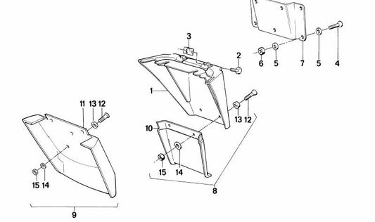 OEM 46622300239 Fender traseiro Conjunto para BMW Motorrad K 750, K 75 RT, K 75 S, K 100, K 100 LT, K 100 Rs. BMW Motorrad original.