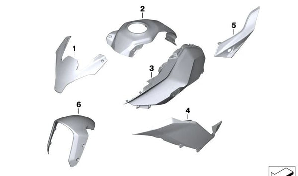 Panel lateral derecho OEM 46638358168 para BMW Motorrad S1000RR (K46), HP4 (K42). Repuesto original BMW Motorrad.