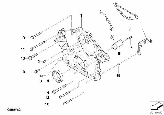 Coperchio inferiore della serie BMW Chain Box 7 E65, E66 (OEM 11147513438). BMW originale