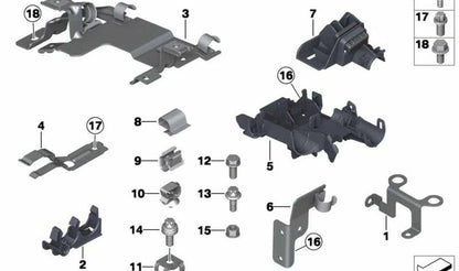 Soporte tubo refrigerante OEM 12527591948 para BMW F87, F30, F34, F32, F33, F10, F11, F01, F02, E84, F25. Original BMW.