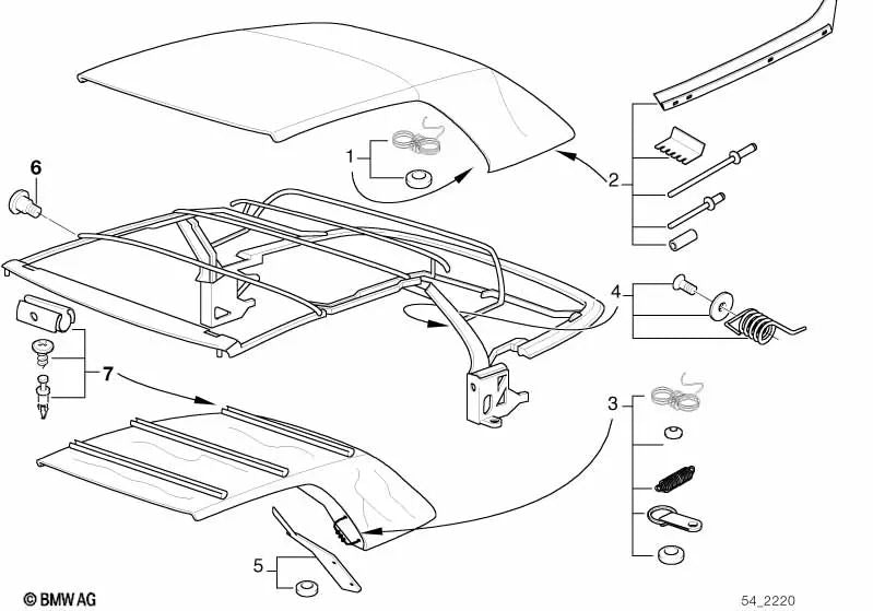 Juego de repuestos para BMW Serie 3 E36 (OEM 54318209781). Original BMW