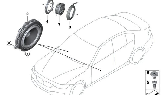 Altavoz agudo OEM 65139350327 para BMW F90, F90N, G30, G30N, G31, G31N, G38, G38N, G32, G32N, G11, G11N, G12, G12N, G70, F91, F92, F93, G14, G15, G16, F95, F95N, G05, G05N, F96, F96N, G06, G06N, G07, G07N. Original BMW.