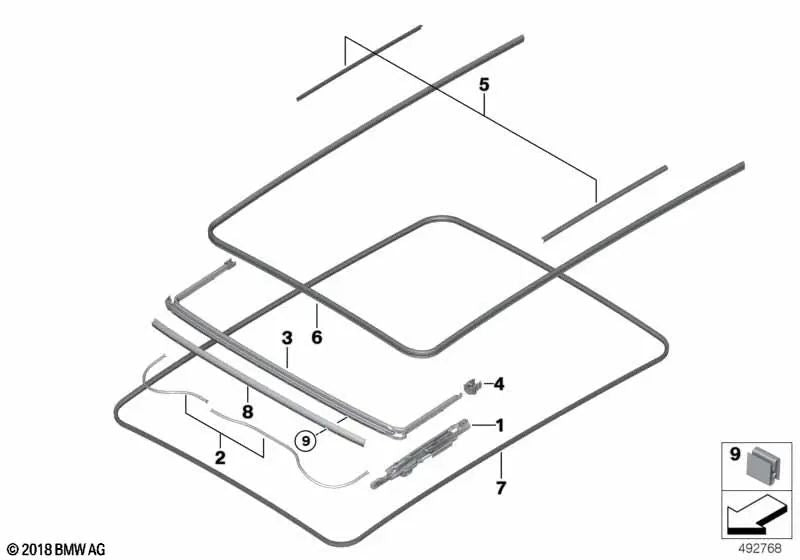 Panoramic Roof Mechanism for BMW X3 F97, G01, X4 F98, G02, X5 F95, G05, X6 F96, G06, Genuine BMW
