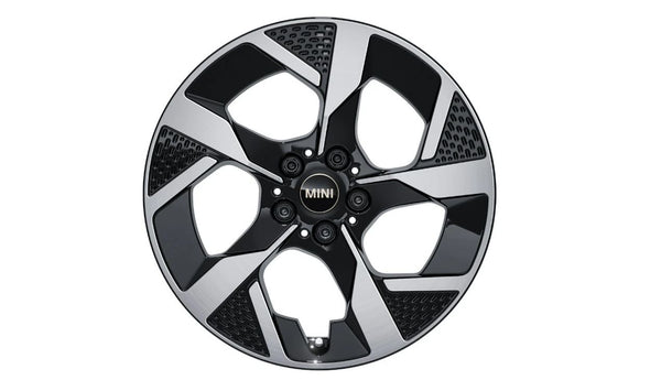Llanta de aluminio Slide Spoke 18" OEM 36105A72875 para MINI Cooper J01, Aceman J05, eje delantero y trasero, color negro azabache/pulido. Original MINI.