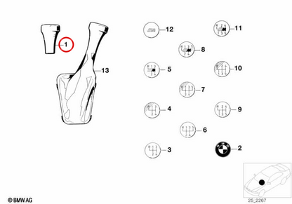 Pomo di cambiamento senza emblema OEM 25111220823 per BMW E21, E30, E12, E28, E24, E23. BMW originale.