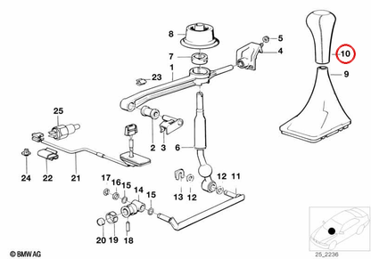 Pak del cambiamento nella pelle senza emblema OEM 25111221284 per BMW E21, E30, E36, E28, E34, E24, E23, E32, E38. BMW originale.