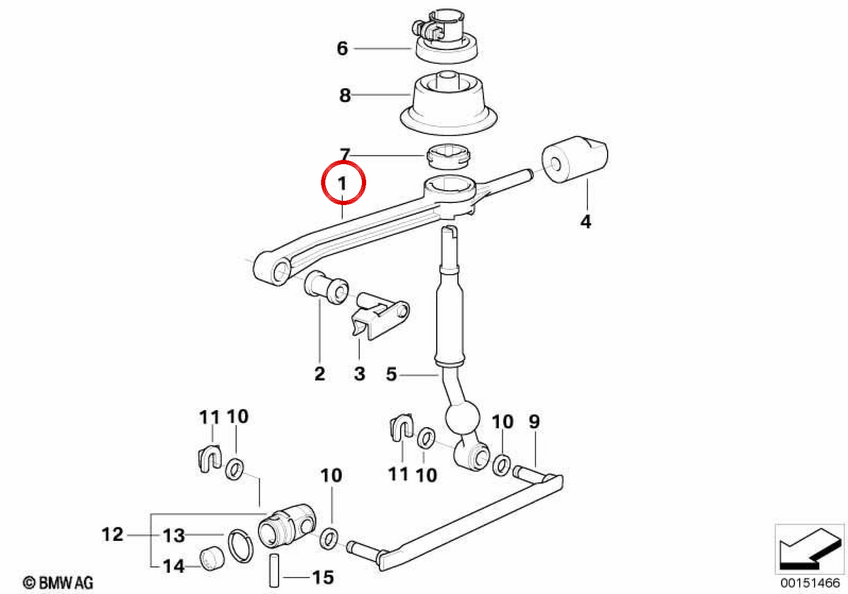 Leva di cambiamento OEM 25111221540 per BMW E36. BMW originale.