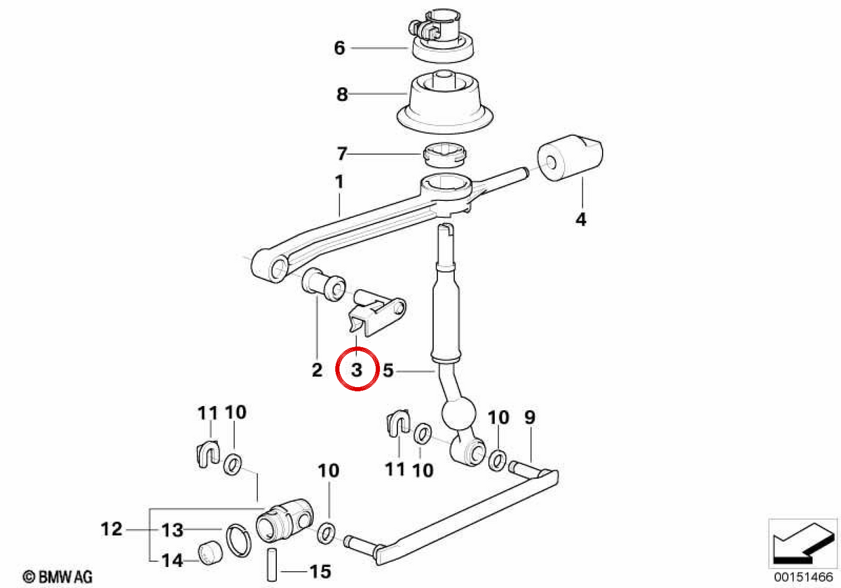 OEM 2511121849 Pin leva di scambio per BMW E87, E30, E36, E46, E28, E34, E24, E23, E32, Z1, Z3, E85. BMW originale.