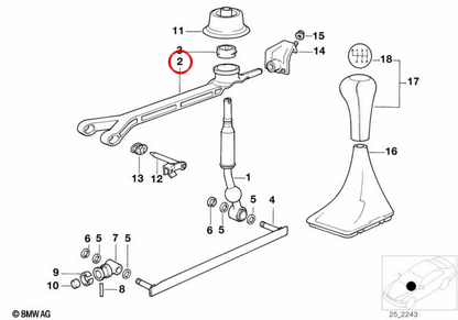 Leva di cambiamento OEM 2511122365 per BMW E34. BMW originale.