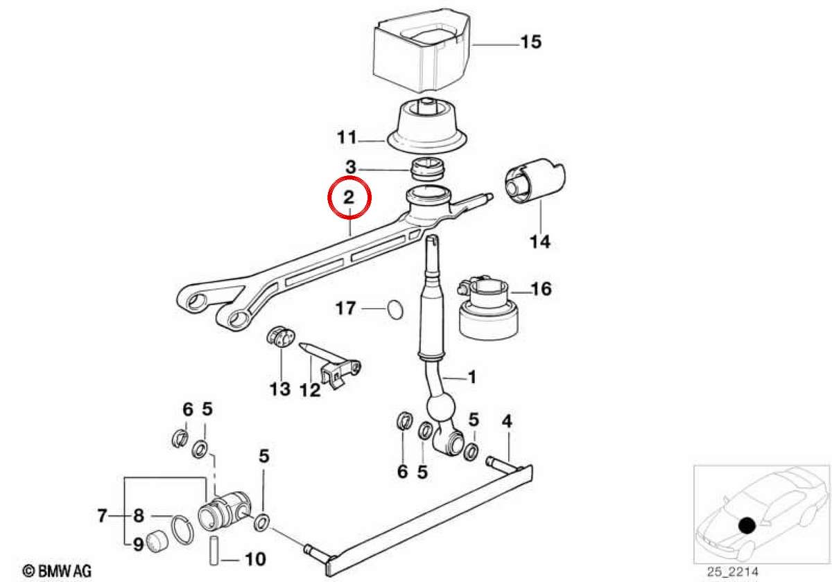 Leva di cambiamento OEM 25111434526 per BMW E52. BMW originale.