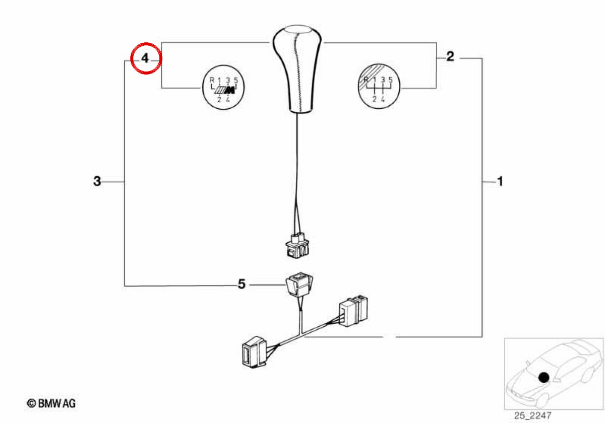 Pomello del cambio in pelle illuminato OEM 25112231550 per BMW E30, E36, E34, E32, Z3... e altro ancora. BMW originale.