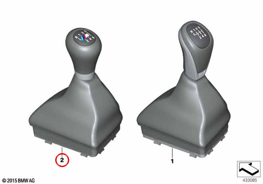 Black M Change Knob mit Bellows OEM 25112287700 für BMW F45 Active Tourer, F46 Gran Tourer ... und mehr. Original BMW.