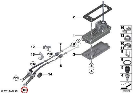 Clip de câble Bowden OEM 25112754813 pour MINI R56, R56 LCI, Clubman R55, Cabrio R57, Countryman R60, Paceman R61... et plus encore. MINI d'origine.