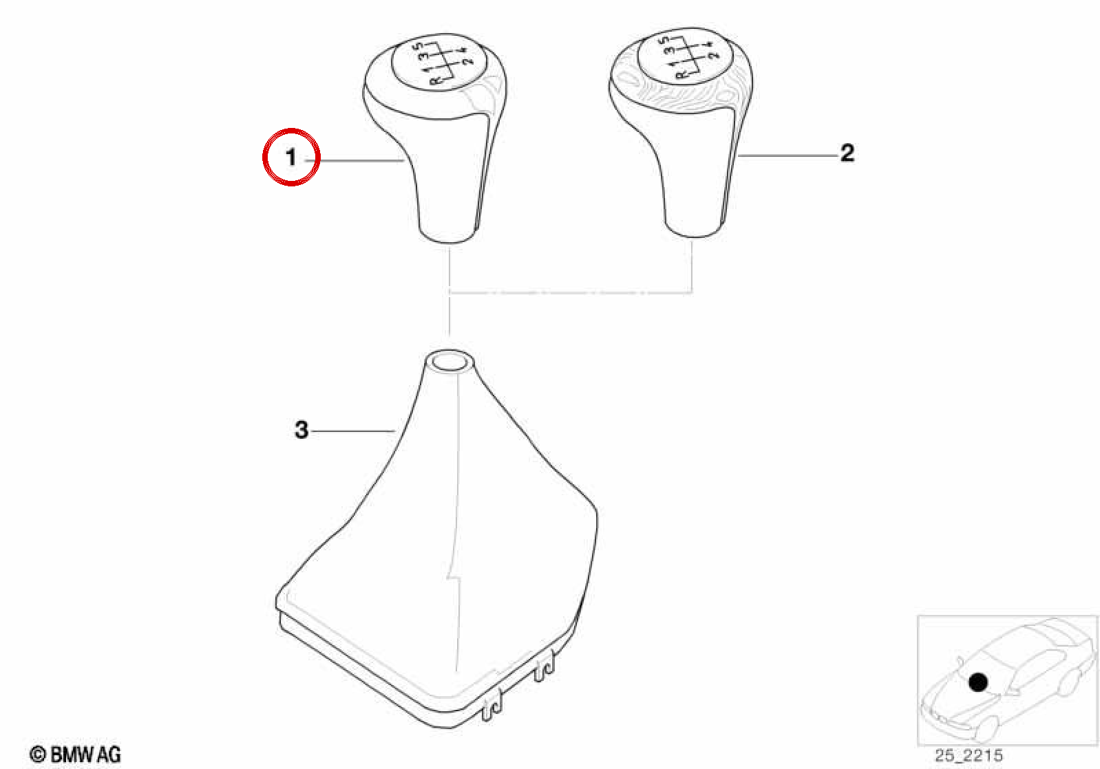 5 -speed gear change knife OEM 25117500299 for BMW E30, E36, E46, E34, E39, E32, E38, X5 E53, Z4 E85. Original BMW.