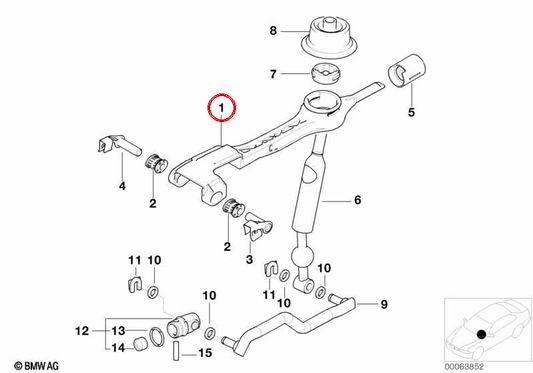Braço de mudança reforçado OEM 25117500506 para BMW E46. BMW genuíno.