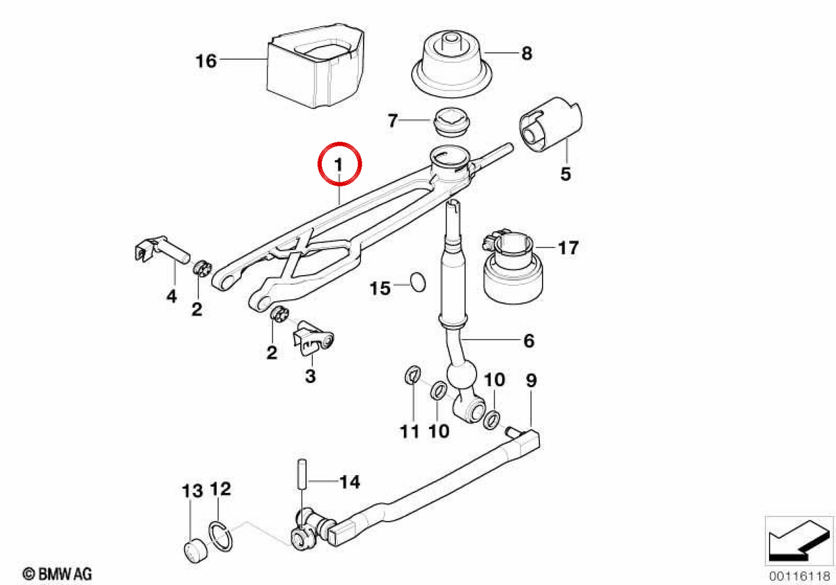 Leva di cambiamento OEM 25117501188 per BMW E39. BMW originale.