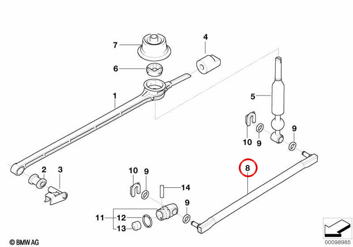 Leva di cambiamento OEM 25117510422 per BMW E85. BMW originale.
