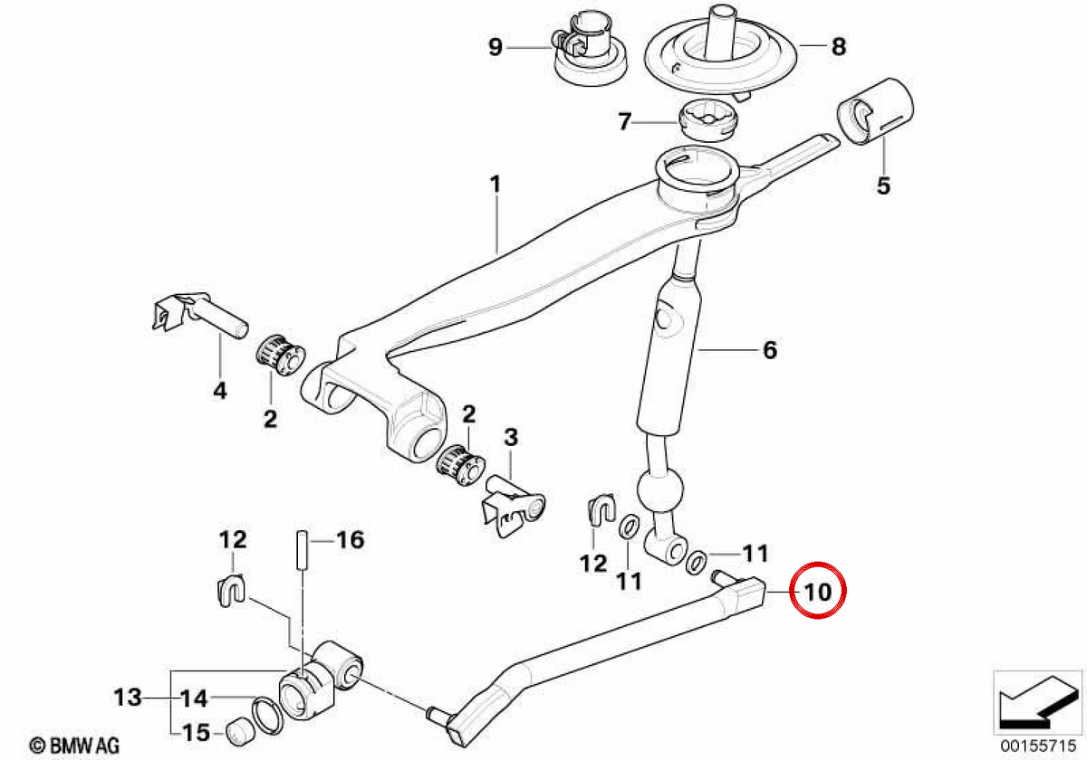 Levier de changement OEM 25117521446 pour BMW E60, E61, E63, E64. BMW d'origine.