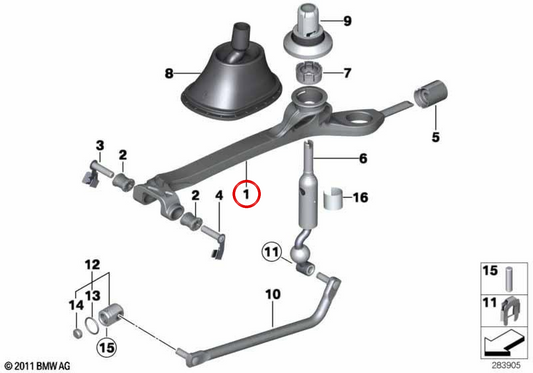 OEM change lever 25117596023 for BMW F20, F21, F30, F31, F35. Original BMW.