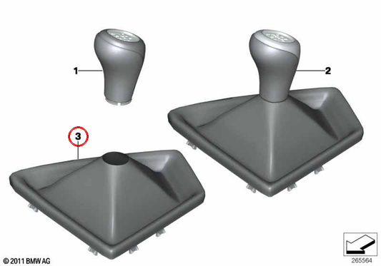 Leatherette Gear Shift Knob Cover OEM 25117596076 for BMW F20, F21. Original BMW.