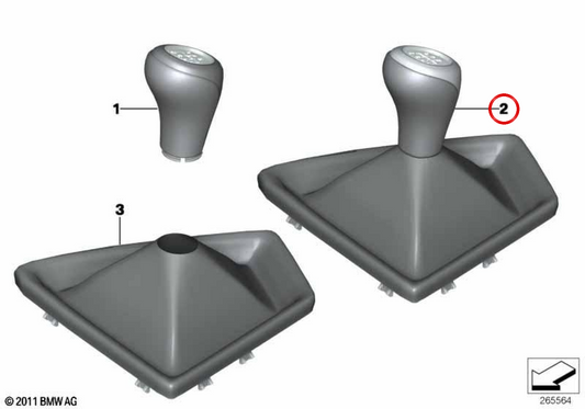 Bouton de changement de cuir avec OEM OEM Embellish 6-Speed ​​25117596079 pour BMW F30, F31, F34, F32, F33, F36. BMW d'origine.