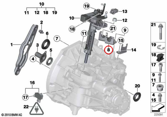 Suporte do cabo Bowden OEM 25117613621 para MINI R55, R56, R57, R58, R59, R60, R61. Original MINI