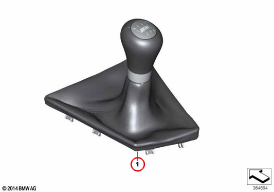 Pomo de cambio de cuero con embellecedor para BMW G87, G80, G82. Original BMW.