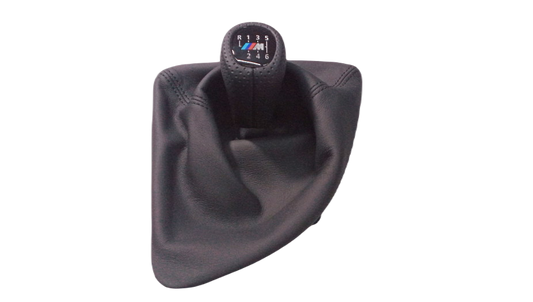Pomo de cambio en cuero con funda OEM 25118037305 para BMW E81, E82, E87, E87N, E88. Recambio original BMW.