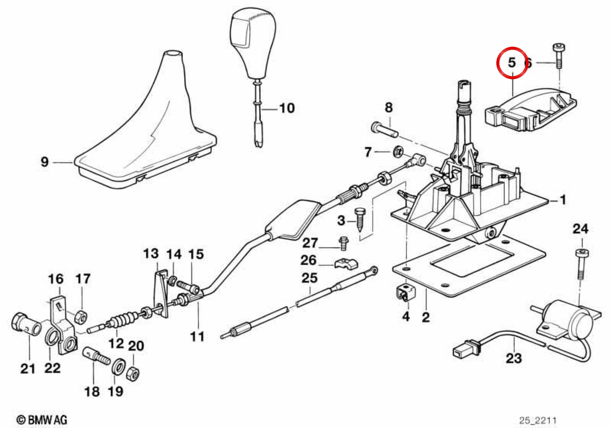 Interruptor de mudança OEM 25161219150 para BMW E34, E32, E31. BMW genuíno.