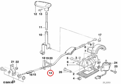 Câble d'échange OEM 25161421585 pour BMW E34. BMW d'origine.