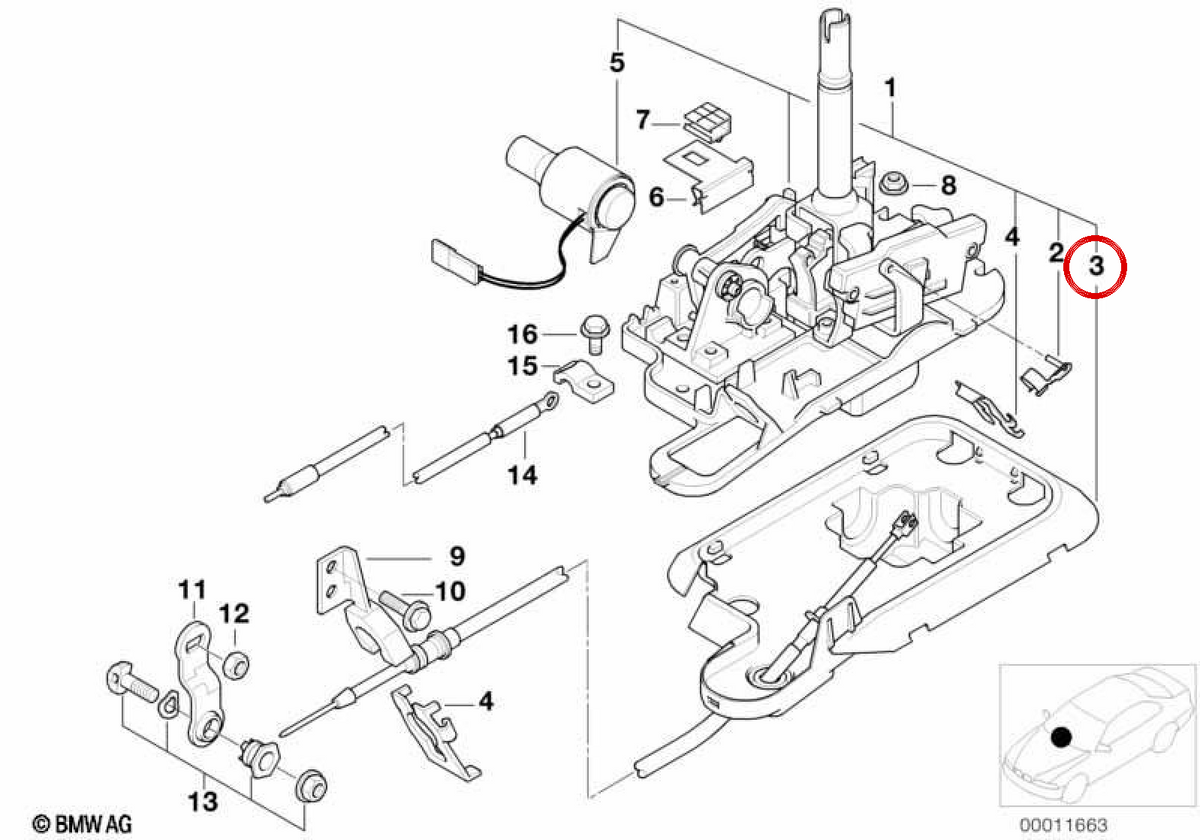 Cable de cambio OEM 25161422409 para BMW E38. Original BMW.