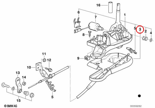 Câble sélecteur de marches avec réduction du bruit OEM 25161422723 pour BMW E46. BMW d'origine.