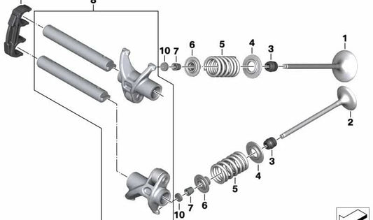 Válvula de escape OEM 11348552362 para BMW Motorrad C 400 GT (CK08, 0C06, 0C61, 0S01, 0S03) y C 400 X (CK09, 0C09, 0C31, 0S11). Original BMW Motorrad.
